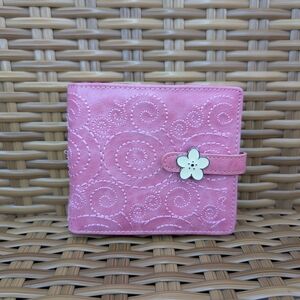Japanese Pink Seam-Work Embroidered Wallet Floral Snap Button Accent NWT